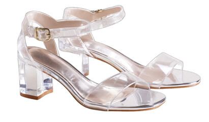 Clear heels, ankle straps, block heel