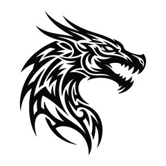 Tribal dragon head design showcasing fierce details perfect for tattoo art and graphic design projects