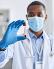 Medical Professional with a Blood Sample in Laboratory