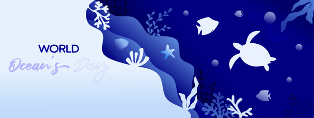 world ocean day banner vector design