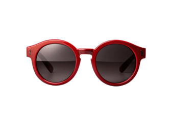 A pair of red round sunglasses isolated on white isolated on transparent background