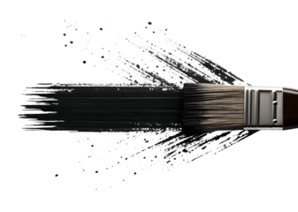 Black paint brush stroke isolated on transparent background