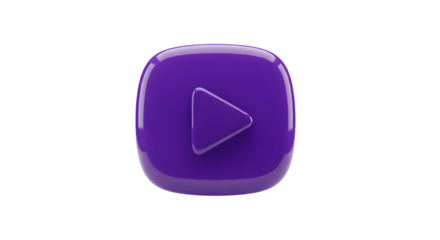 A purple play button on a solid black background    .ai generative, transparent background, white background. isolated on white background, png, jpeg, jpg.
