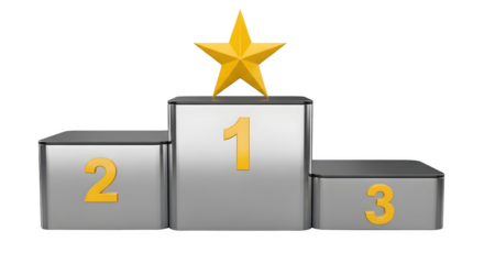 A silver podium with a golden star on top of it    .ai generative, transparent background, white background. isolated on white background, png, jpeg, jpg.