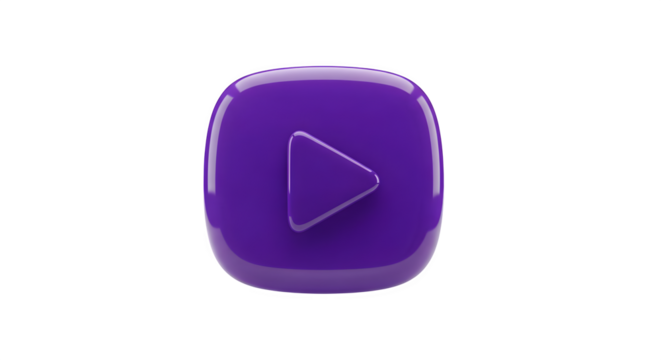 A purple play button on a solid black background    .ai generative, transparent background, white background. isolated on white background, png, jpeg, jpg. - Powered by Adobe
