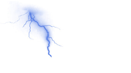 Electric blue lightning bolt striking down, showcasing raw power and atmospheric energy