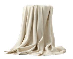 Cream-colored draped blanket on pedestal