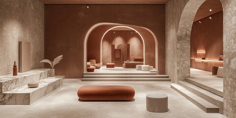 Elegant Interior Design with Arches and Sculptural Elements