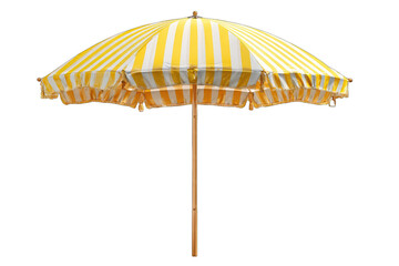 Yellow and white striped beach umbrella