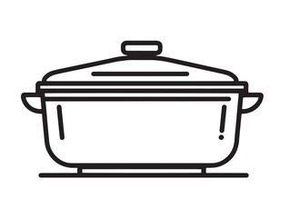 Minimalist Line Art Slow Cooker Vector Icon Design