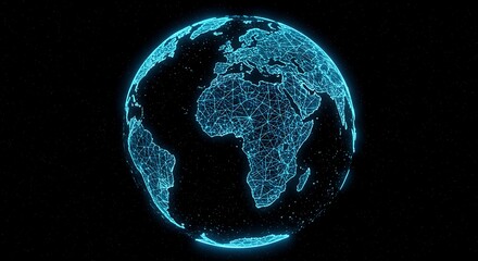 A glowing, digital representation of planet Earth.