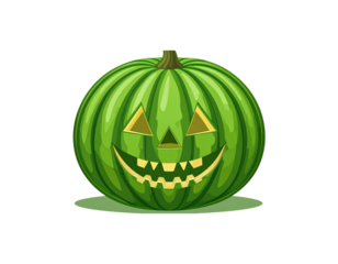 Green pumpkin with watermelon pattern for Halloween decoration.
