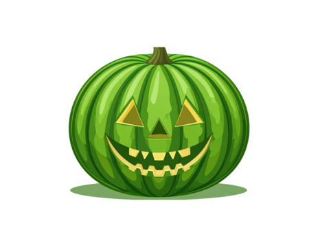 Green pumpkin with watermelon pattern for Halloween decoration.