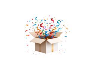 Gift box with colorful confetti for celebrations