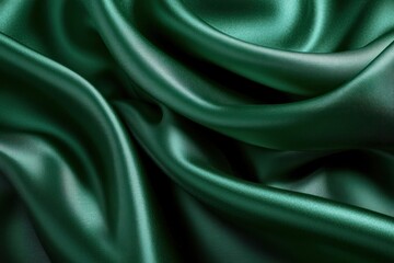Obraz premium Smooth and shiny green satin fabric with elegant folds and soft texture