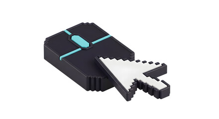 Isometric computer mouse and cursor illustration    .ai generative, transparent background, white background. isolated on white background, png, jpeg, jpg.