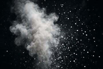 Macro close-up of climbing chalk dust cloud in air. Detailed texture capturing indoor climbing, training, grip enhancement, athletic effort, and professional climbing background