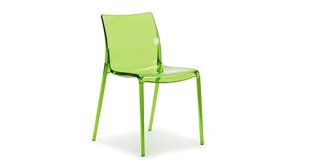Elegant Green Transparent Chair: A Modern and Stylish Seating Solution with Unique Design and Comfortable Ergonomics on White Background