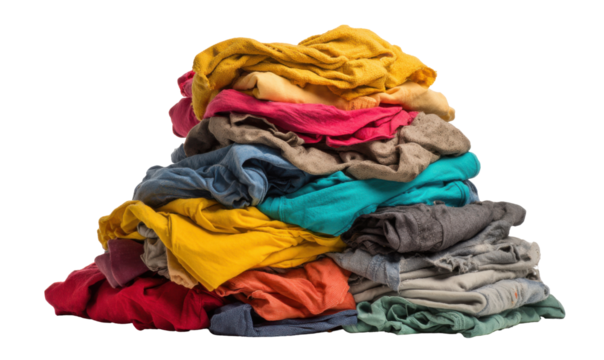 A colorful pile of rumpled clothes