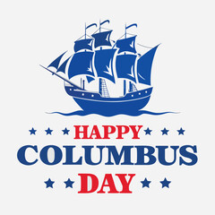 happy Columbus day greeting card with caravel