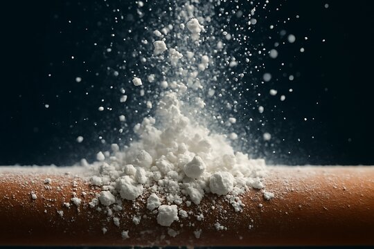 Ultra macro photo of gymnastics bar chalk particles. Detailed sports texture symbolizing grip, strength, focus, training, competition, and professional gymnastics background