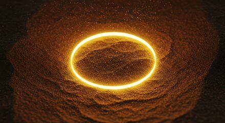 Golden circle of light on a textured surface.
