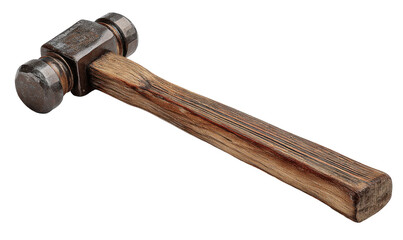 A sturdy metal hammer with a wooden handle
