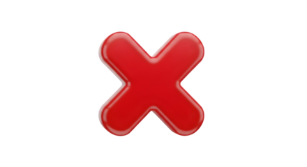 A glossy red x mark on a plain black background    .ai generative, transparent background, white background. isolated on white background, png, jpeg, jpg.