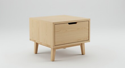 Elegant Light Wooden Nightstand with Clean Lines on a Neutral Background