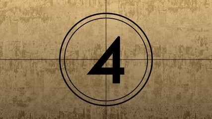 Retro vintage old film countdown animation 9 to 0, movie leader reel, grunge sepia dirty film strip background, classic cinema countdown numbers, old movie effect video background. - Powered by Adobe