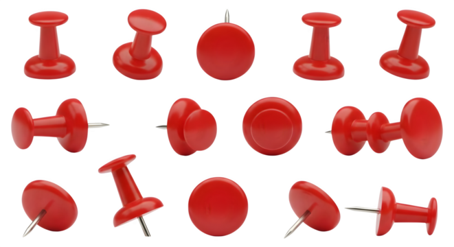A collection of red pushpins on a black surface    .ai generative, transparent background, white background. isolated on white background, png, jpeg, jpg.