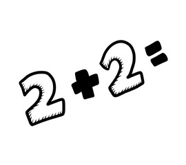 Cartoon Stylized 2 Plus 2 Math Icon Doodle