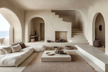 Minimalist Interior with Arches and Couch