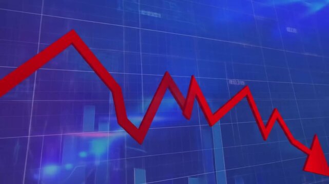 Red Arrow Graph: Economic Downturn and Market Crash Visualization