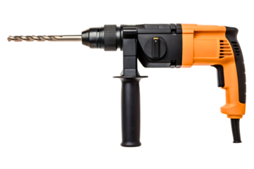 Heavy-duty electric hammer drill power tool for construction isolated with transparent background