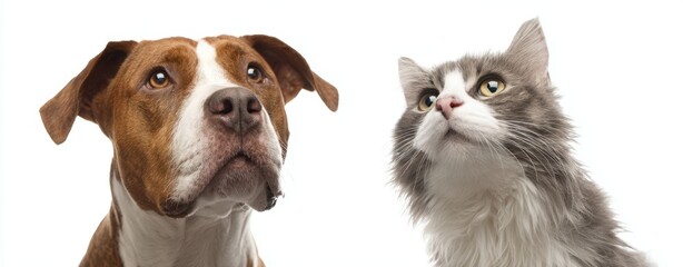 Obraz premium The dog and cat showcasing companionship in a charming portrait.