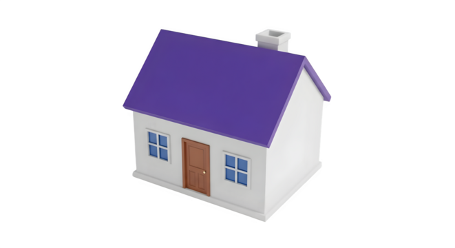A small house with a purple roof on black background    .ai generative, transparent background, white background. isolated on white background, png, jpeg, jpg. - Powered by Adobe
