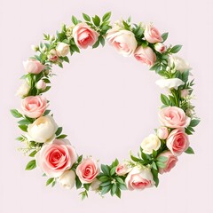 Fototapeta premium wedding, flower, leaves, plant, nature, decoration, garden, card, invitation, frame, border, Generative AI