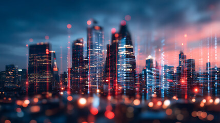 Revolutionizing data processing with edge cloud computing urban nightscape digital art futuristic perspective