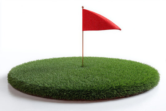 Miniature golf green with a red flag, isolated on a white background, representing success, goals, and targets.

 - Powered by Adobe