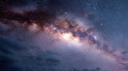Galactic Core Above Night Clouds Generative AI