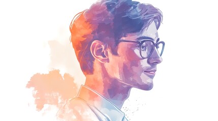 portrait of man and a woman with painted faces vector illustration