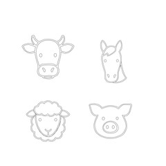 Farm Animal Outline Icons Vector Set. Minimalist Line Art of Livestock Animals. Thin Line Outline Farm Animal Collection. Outline Icons of Domestic Farm animals. Vector Bundle of Farm Animal Outlines.