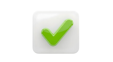 A green check mark on a white rounded square icon    .ai generative, transparent background, white background. isolated on white background, png, jpeg, jpg.
