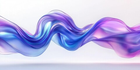 flowing abstract translucent ribbon with smooth waves in vibrant blue and purple hues against a light background conveying fluidity and motion