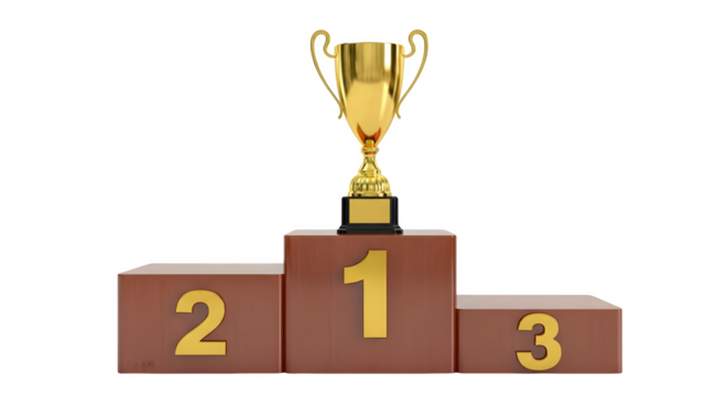 Golden trophy on podium with black background    .ai generative, transparent background, white background. isolated on white background, png, jpeg, jpg. - Powered by Adobe