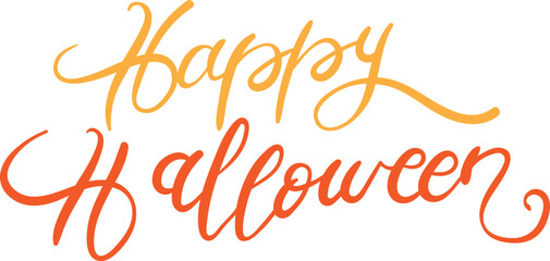Happy Halloween Handwritten Text. Playful and Spooky Halloween Lettering in Vibrant Orange – Ideal for Posters, Invitations, and Digital Decorations