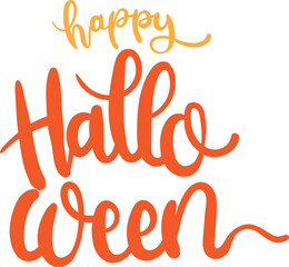 Happy Halloween Handwritten Text. Playful and Spooky Halloween Lettering in Vibrant Orange – Ideal for Posters, Invitations, and Digital Decorations