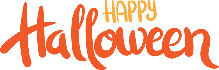 Happy Halloween Handwritten Text. Playful and Spooky Halloween Lettering in Vibrant Orange – Ideal for Posters, Invitations, and Digital Decorations