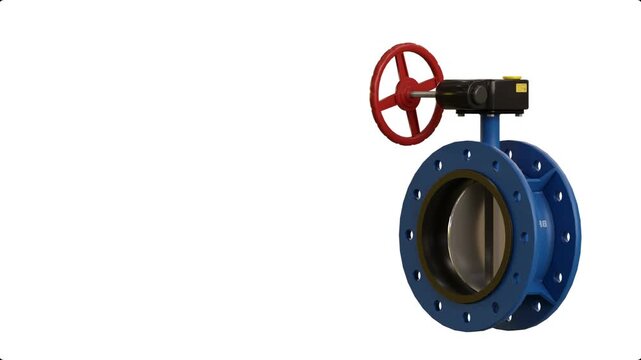 Isolated butterfly valve on transparent background